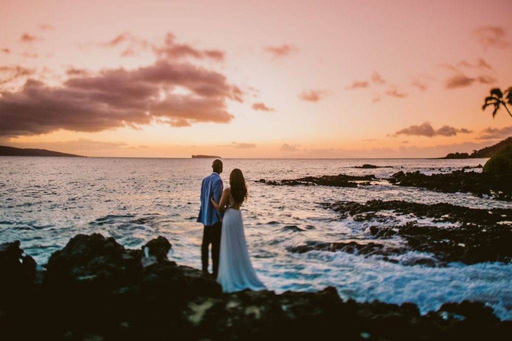 Tim & Angela at sunset in Maui, HI.