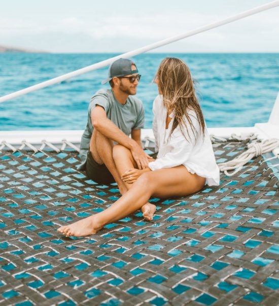 Elana and Aaron on Sail Maui's sailboat in Maui, HI